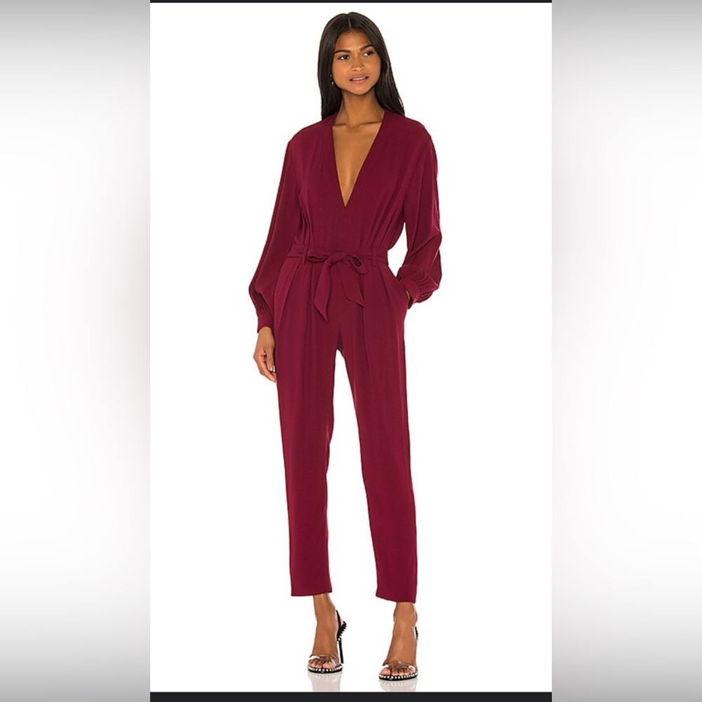 NWT IRO Juliaca hot (dark) pink belted jumpsuit with pleats and pockets